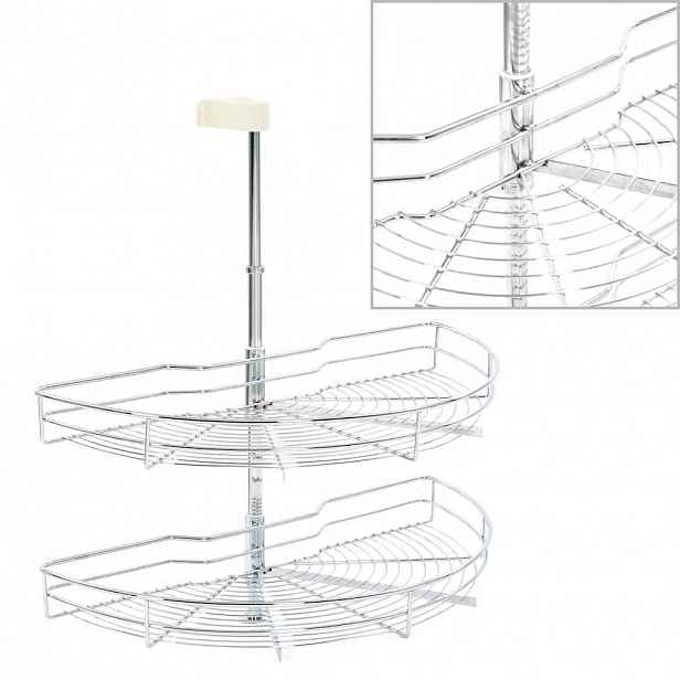 vidaXL 2patrový kuchyňský drátěný koš stříbrný 180 stupňů 75x38x80 cm