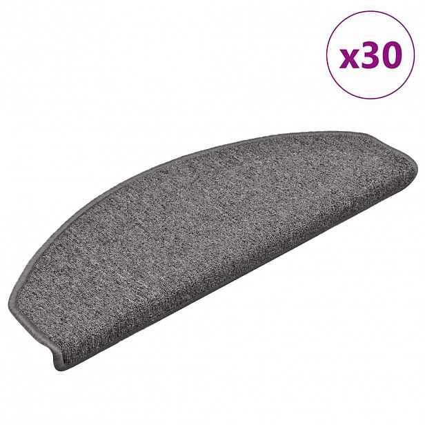 vidaXL Schodové rohože 30 ks 65 x 24 x 4 cm šedé a černé, půlkulaté, velké