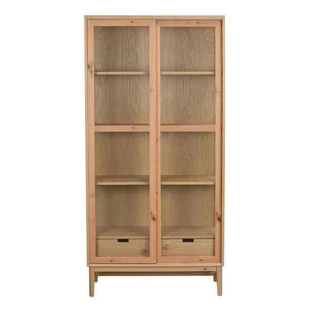Vitrína v dekoru dubu s posuvnými dveřmi v přírodní barvě 100x203 cm Hazelton – Rowico