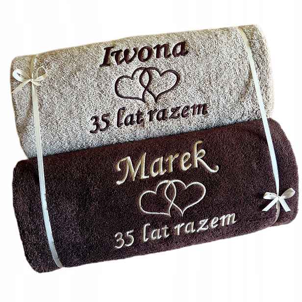Výjimečný dárek k 35. Výročí Svatby, korálové hody, Ručníky s nápis, výšivka