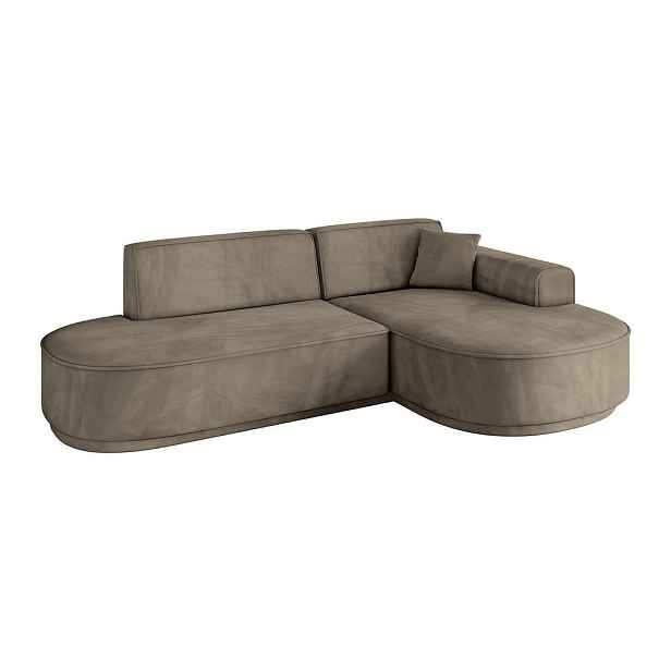 ALTDECOR ROHOVÁ SEDAČKA s otomanem, pravá MARI-L1-v3 243x171x83 Hnědá Velur