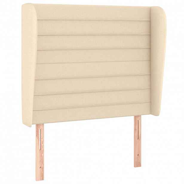 vidaXL Čelo postele typu ušák krémové 93x23x118/128 cm textil