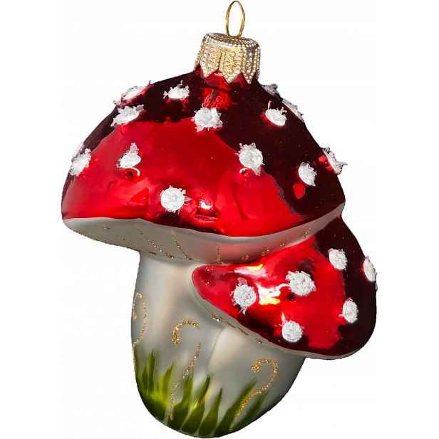 Kolekce Červený Muchomůrka Skleněná ozdoba na vánoční stromek