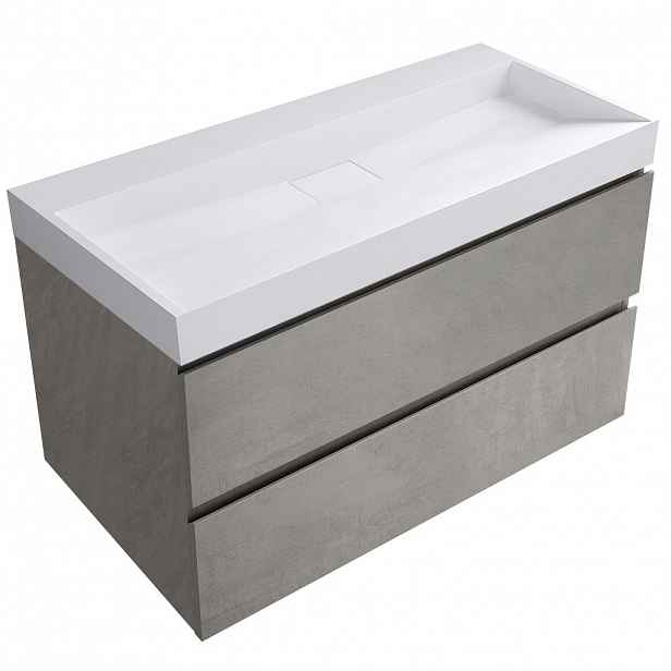Koupelnová skříňka Carole - betonově šedá + umyvadlo z lit. mramoru Vita - bílá matná - 100x58x46 cm