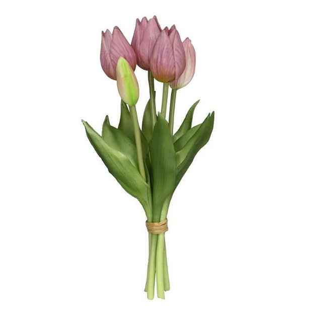 Kytice 5ks fialových realistických tulipánů Tulips - 26 cm Posiwio