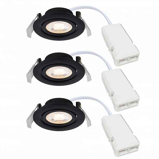 Sada 3x Led zápustné svítidlo Černá Stmívatelná 450lm Monolo Nordlux