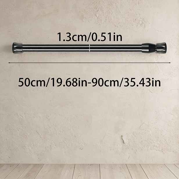 TEMU 1ks Černá teleskopická tyč na závěsy bez vrtání - 1,3cm/0,51in, 18cm/7,08in-25cm/9,84in, 25cm/9,84in-40cm/15,74in, 30cm/11,81in-50cm/19,68in,