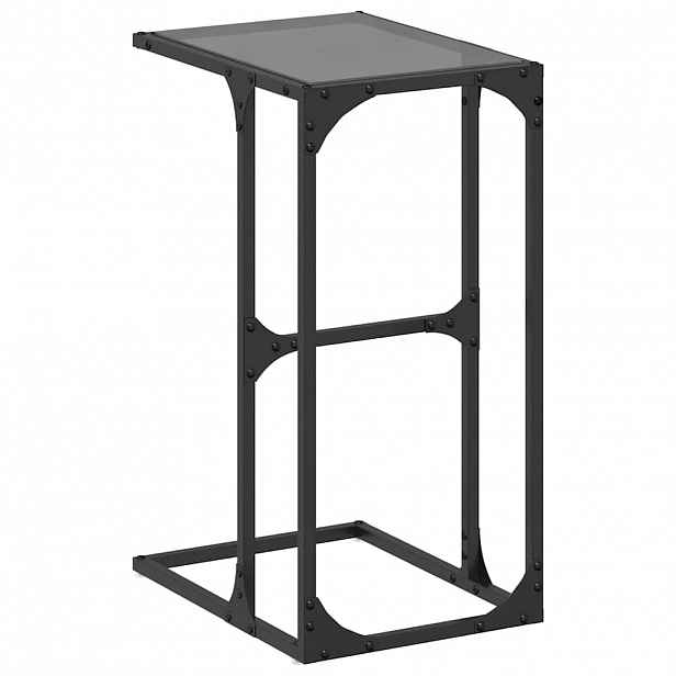 vidaXL Odkládací stolek s černým sklem 40 x 30 x 61,5 cm ocel