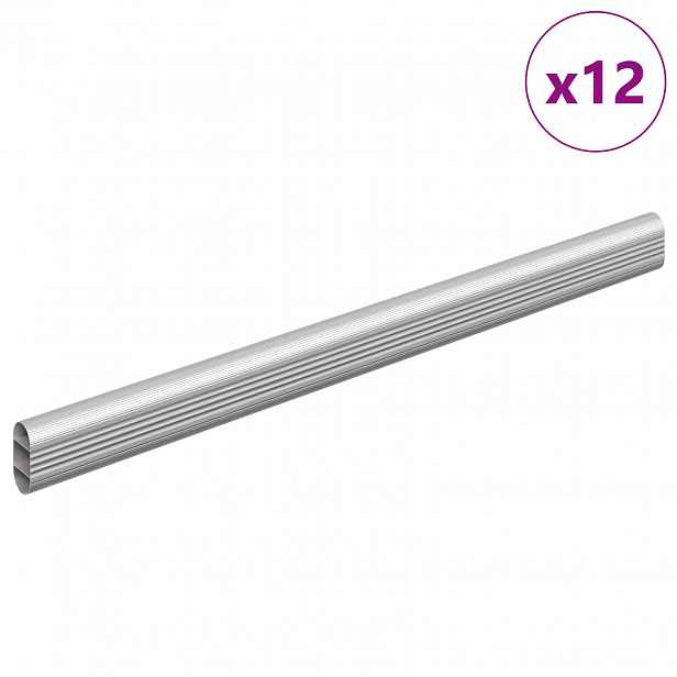 vidaXL Tyč Skříně 12 ks Stříbrná 464 x 15 x 29 mm Hliníková slitina