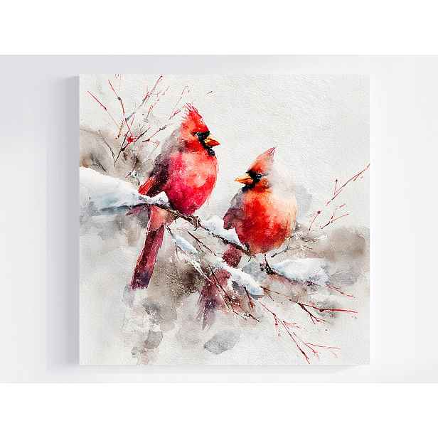 Obraz Na Plátně Canvas Příroda Ptačí Kardinál Zima Sníh 50x50