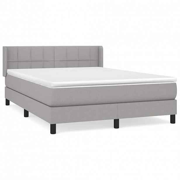 vidaXL Box spring postel s matrací světle šedá 140 x 190 cm textil