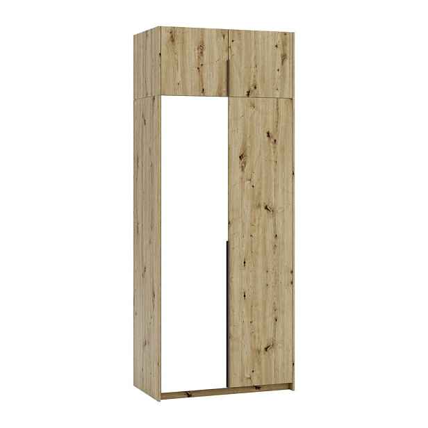 MASSENO ŠATNÍ SKŘÍŇ S OTOČNÝMI DVEŘMI THALIA, 100/250/58 cm 2dveřová se zrcadlem, dub Artisan
