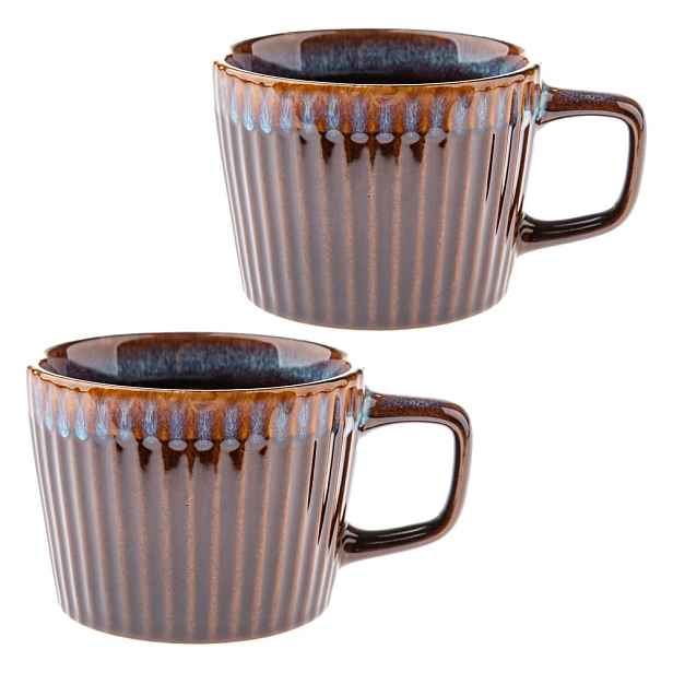 Modré/hnědé keramické hrnky v sadě 2 ks na cappuccino 190 ml Tone – Dakls