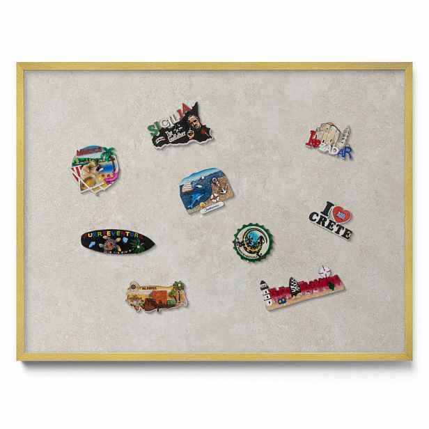 TULUP MAGNETICKÁ TABULE 80x60 cm zlatý rám – Elegantní světlý kámen