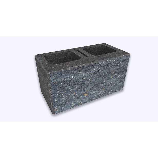 Tvárnice plotová štípaná CS Blok 20 s prořezem černá 200×400×200 mm