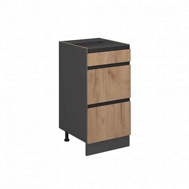 Vicco SPODNÍ SKŘÍŇKA KUCHYŇSKÉ LINKY R-Line Zlatý mocný dub 40 cm Tvar J, se zásuvkami, bez pracovní desky