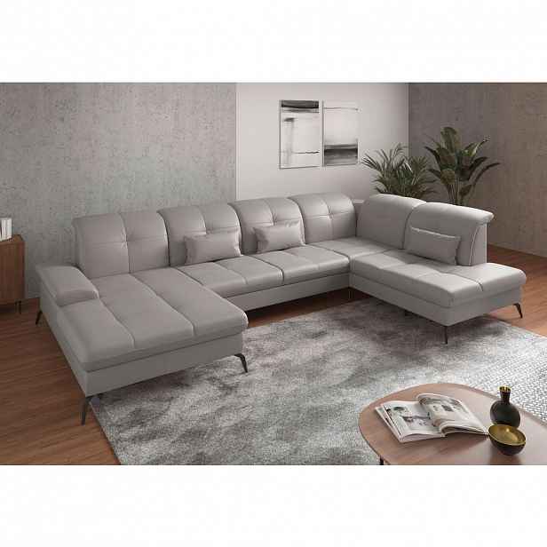 Sit & More SEDACÍ SOUPRAVA, textil, kůže, světle šedá