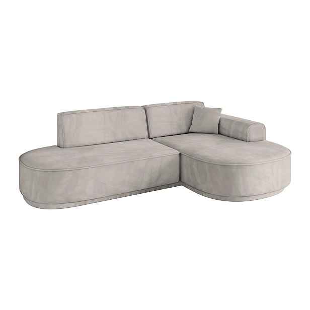 ALTDECOR ROHOVÁ SEDAČKA s otomanem, pravá MARI-L1-v3 243x171x83 Světle hnědá Velur