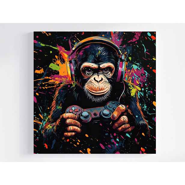 Obraz Na Plátně Canvas Gaming Hra Gamer Pad Opice Szympans Graffiti 50x50