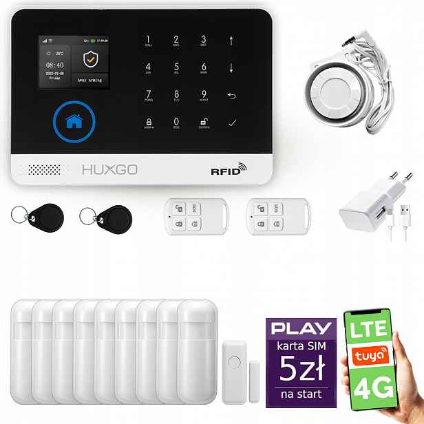 Bezdrátový alarm WiFi Gsm 4G, Tuya, alarmová sada Huxgo HXA003 R9PS