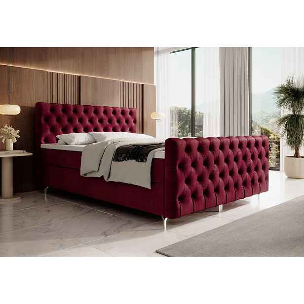 Čalouněná postel 160x200 ADRIA PLUS s úložným prostorem - červená