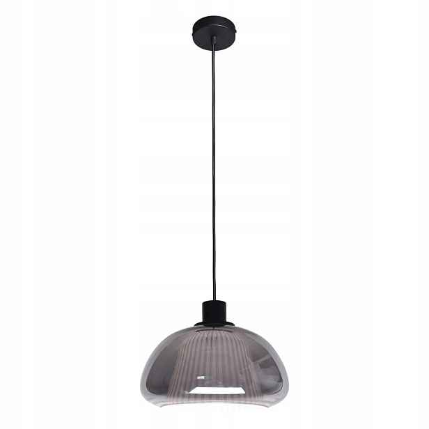 Italux Závěsná lampa Apiro Skleněné stínítko E27 7W Černá Kouřová