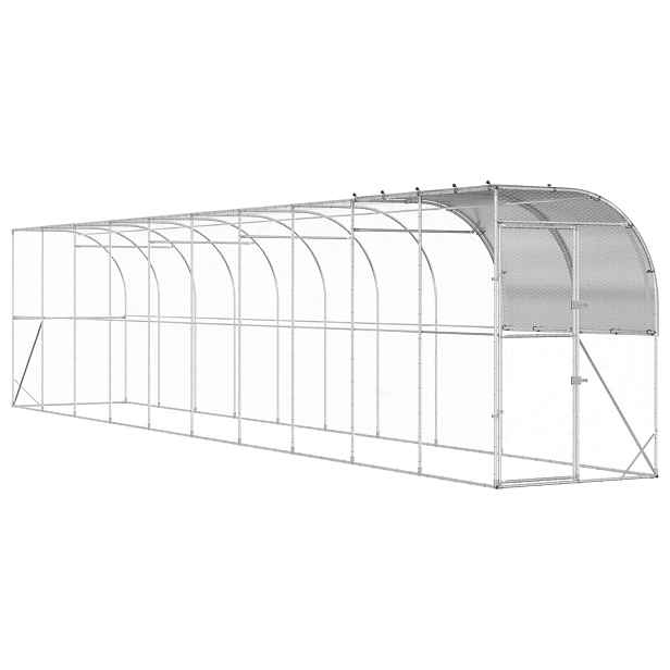 vidaXL Kurník proti zdi Stříbrná 1000 x 150 x 215 cm Pozinkovaná ocel