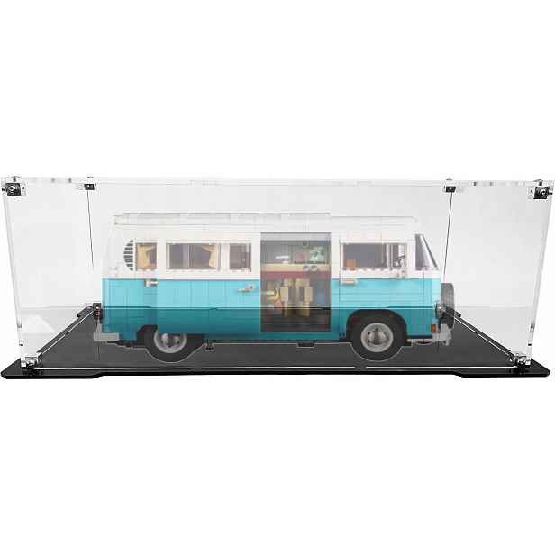 Vitrína s černou základnou Drewlandia pro sadu Lego 10279 Volkswagen T2