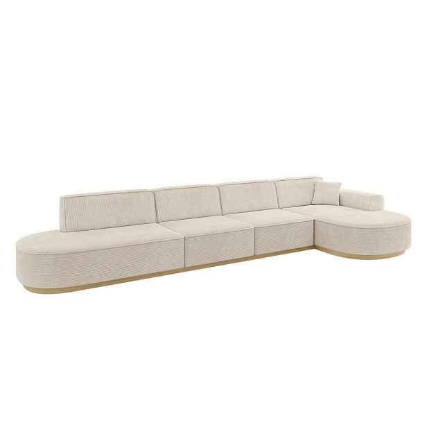 ALTDECOR ROHOVÁ SEDAČKA s otomanem, pravá MARI-L3-v2 413x171x83 Béžová Manšestr