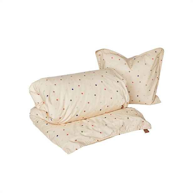 Krémové bavlněné dětské povlečení do postýlky 70x100 cm Konfetti – OYOY Mini