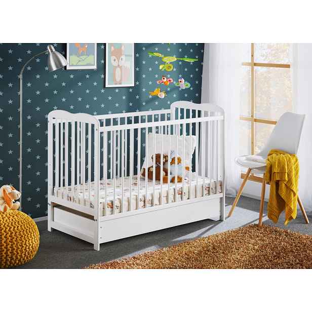 Postýlka pro miminka s úložným prostorem FINA - 60x120, bílá