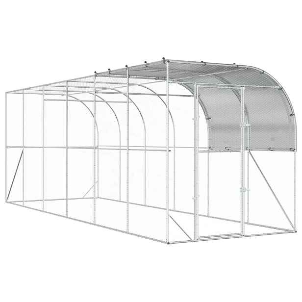 vidaXL Kurník proti zdi Stříbrná 600 x 200 x 215 cm Pozinkovaná ocel