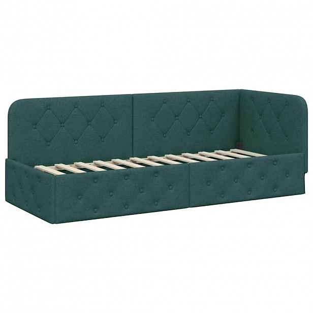 vidaXL Rohový rám postele Tmavě zelená 80 x 200 cm textil