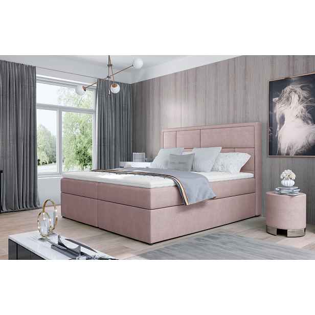 Boxspring BARBARIO 22 180x200, růžová látka