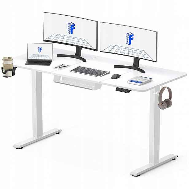 Nastavitelný elektrický stůl QE1W-1460-EUV1, 140 x 60 cm, bílý