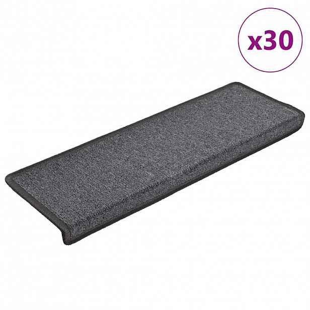 vidaXL Schodové rohože 30 ks 65 x 21 x 4 cm tmavě šedé s obdélníkovým okrajem