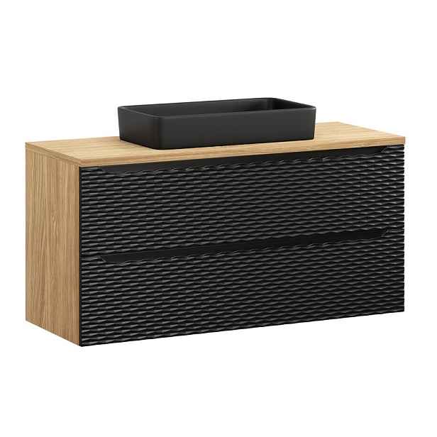 Comad Umyvadlová skříňka Ocean 120 cm s deskou a umyvadlem černá/dub olejovaný