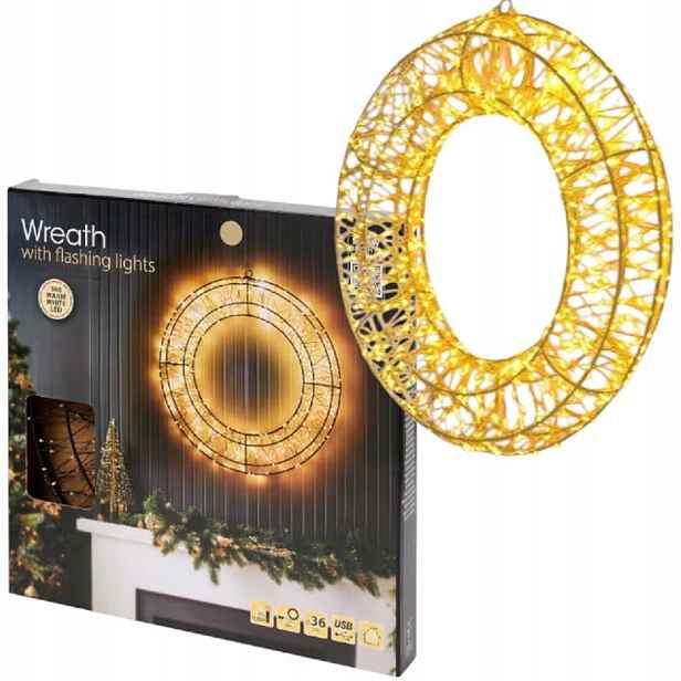 Led světelná dekorace Ø 36 cm Věnec Kolo ledový věnec 360 diod Usb