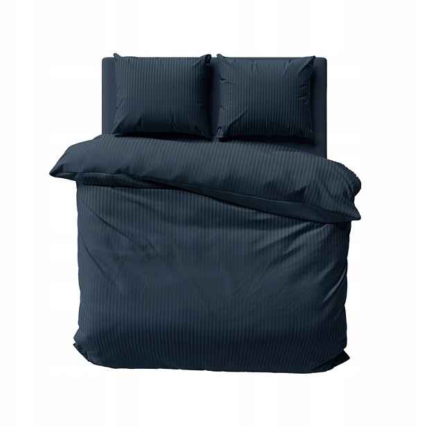 Povlečení damaškové jednobarevné pruhy 160x200 denim