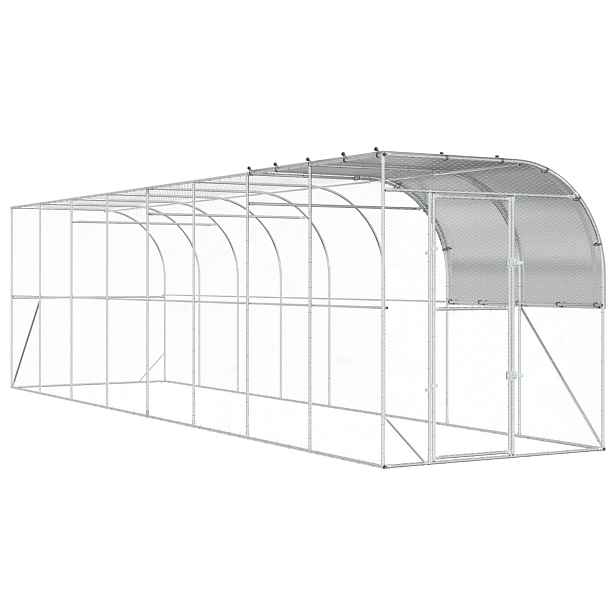 vidaXL Kurník proti zdi Stříbrná 800 x 200 x 215 cm Pozinkovaná ocel