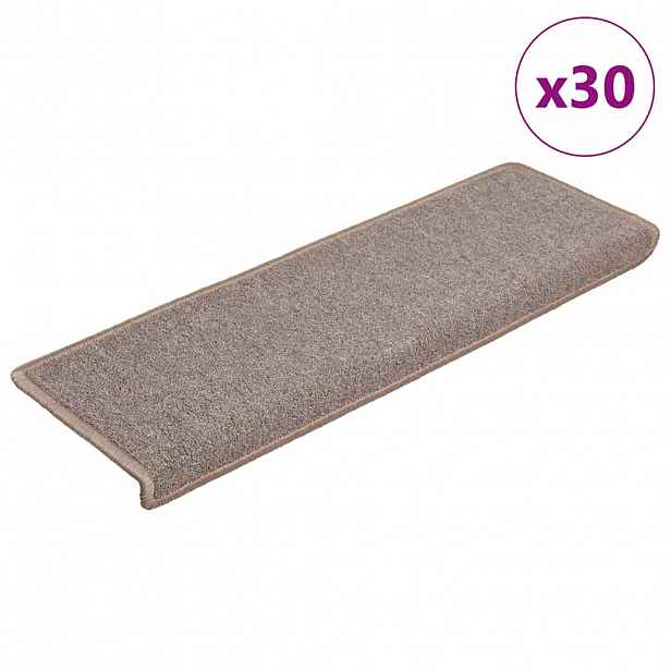 vidaXL Schodové rohože 30 ks 65 x 21 x 4 cm světle hnědé s obdélníkovým okrajem
