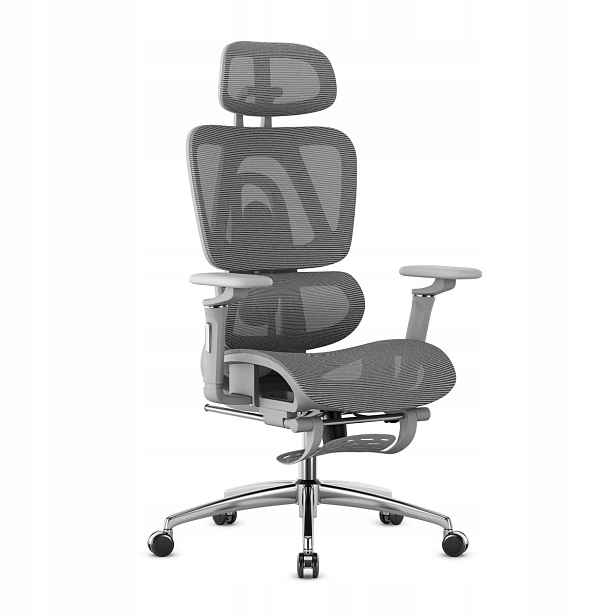 Ergonomická kancelářská židle Mark Adler šedá otočná s podnožkou