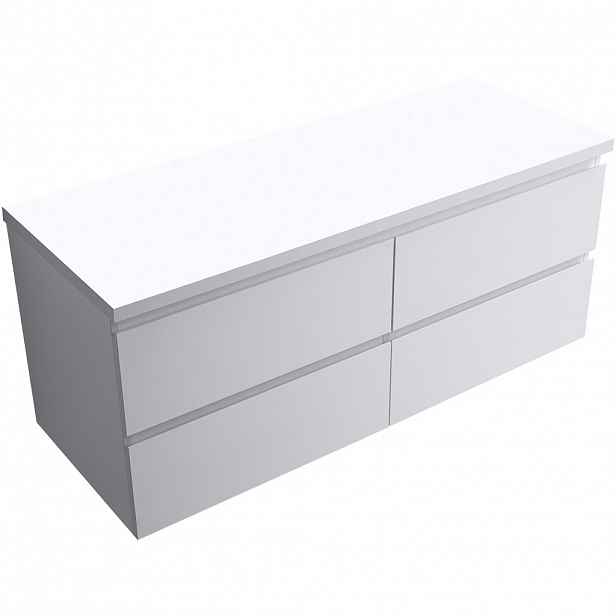 Koupelnová skříňka Carole - bílá matná + deska pod umyvadlo Navira Pro - 36 mm - 120x51,6x46 cm