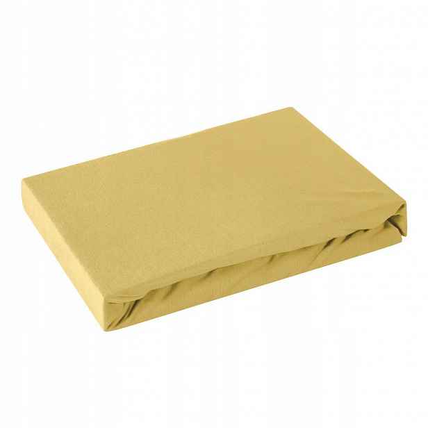 Prostěradlo jersey s gumičkou 240x220 hořčicové na vysokou matrace 30 cm