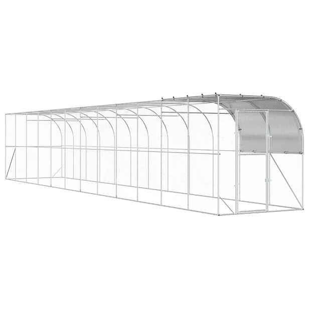 vidaXL Kurník proti zdi Stříbrná 1200 x 200 x 215 cm Pozinkovaná ocel