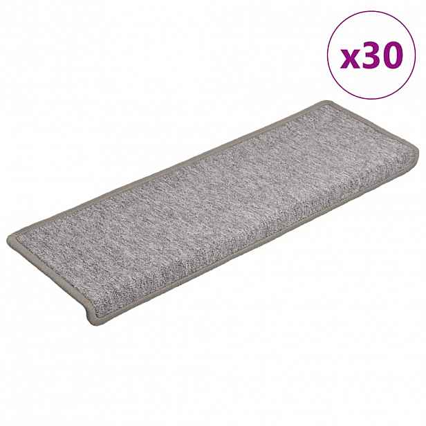 vidaXL Schodové rohože 30 ks 65 x 21 x 4 cm světle šedé s obdélníkovým okrajem