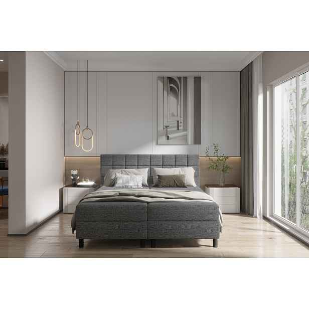Hotelová postel 180x200 BRUMA 2 - světle šedá