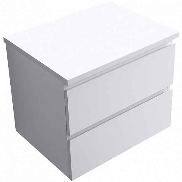 Koupelnová skříňka Carole - bílá matná + deska pod umyvadlo Navira Pro - 36 mm - 60x51,6x46 cm