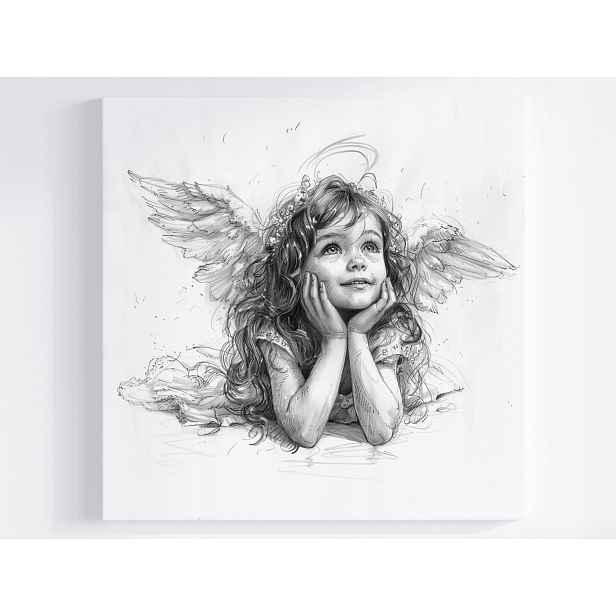 Obraz Na Plátně Canvas Grafika Kresba Dítě Dívka Anděl 60x60