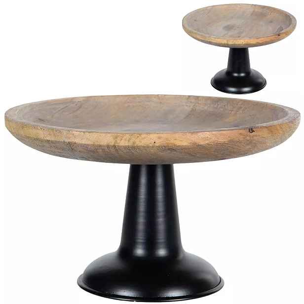Podnos Na Noze Ovoce Dřevěná Boho Velká 26 cm kulatá dekorativní